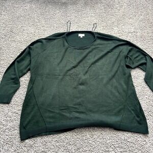 Wonderly Women 1X Green Lightweight Sweater Dolman Sleeve Crewneck Pullover Top